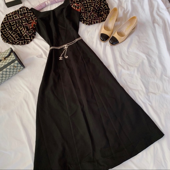 Vtg 80s Ballon Sleeves Velvet Wiggle Maxi Dress - Picture 5 of 9